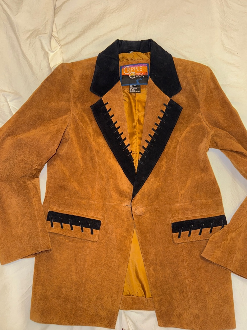 Vintage Cripple Creek Genuine Leather Suede Western Blazer Jacket Women’s M Brow - Picture 6 of 17